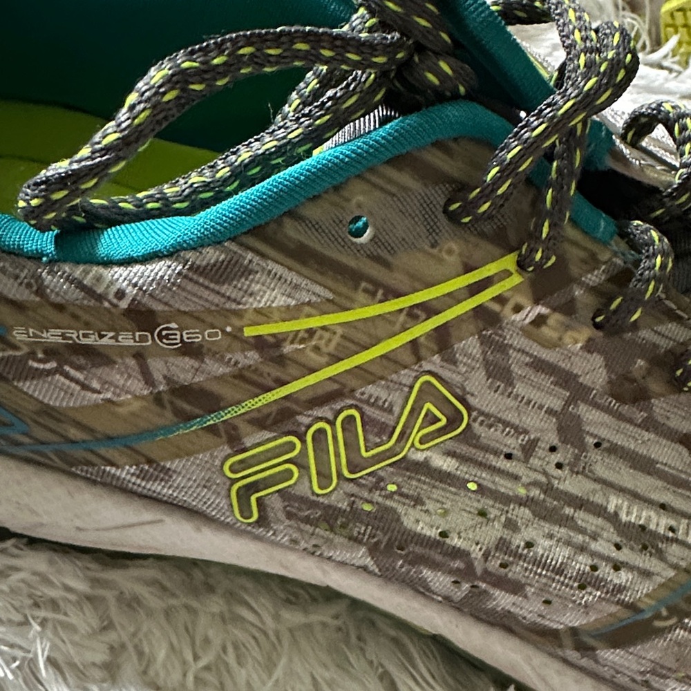 Fila Gray and Neon Yellow Women's Athletic Shoes - Picture 3 of 6